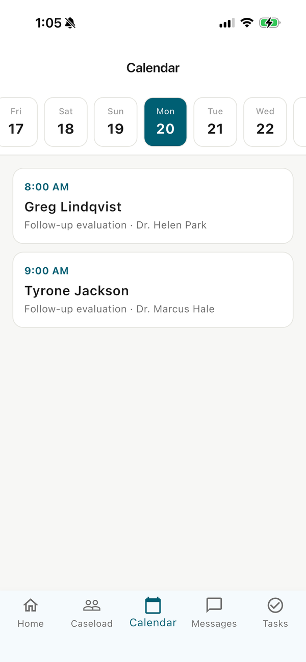 MACS: CM field app — appointment calendar