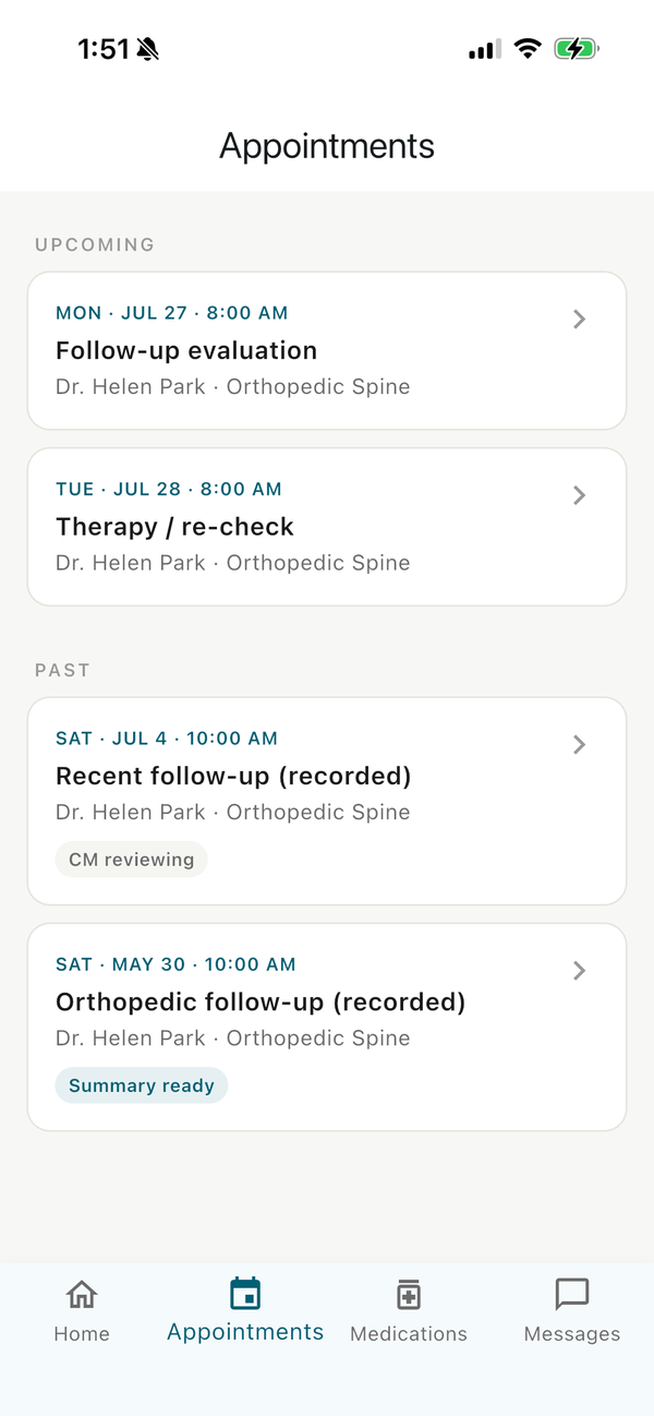 MACS: IW claimant app — upcoming appointments list