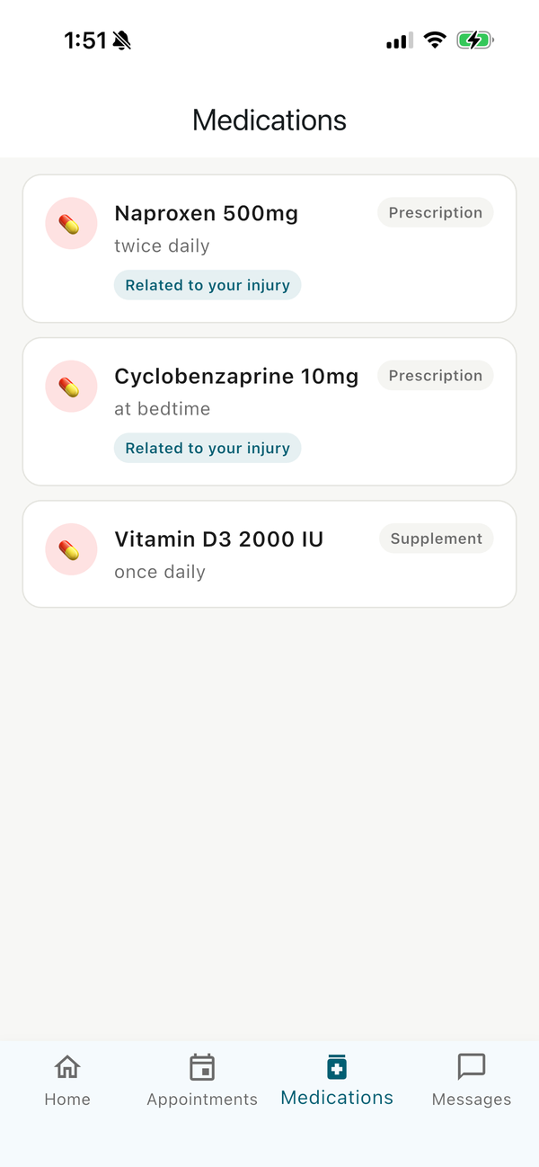 MACS: IW claimant app — medications list